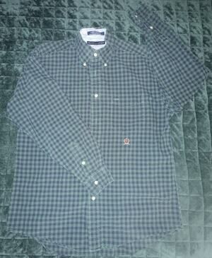 Tommy Hilfiger Mens Long Sleeve Collared Shirt Medium (M) Green Prep